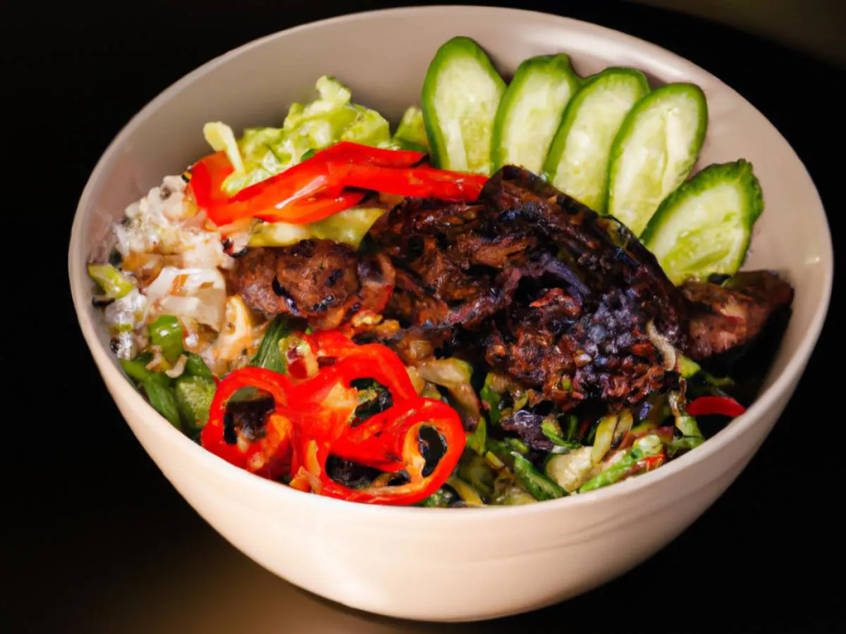Beef Kabob Bowl with Tzatziki Sauce and Baba Ghanoush Beef Kabob Bowl with Tzatziki Sauce and Baba Ghanoush