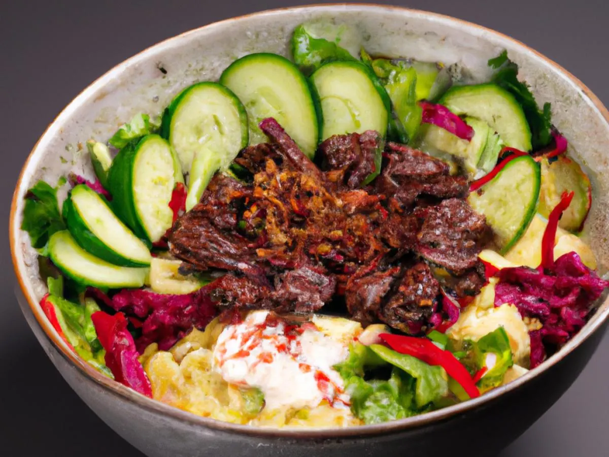 Beef Shawarma Bowl with Tzatziki Sauce and Hummus Beef Shawarma Bowl with Tzatziki Sauce and Hummus