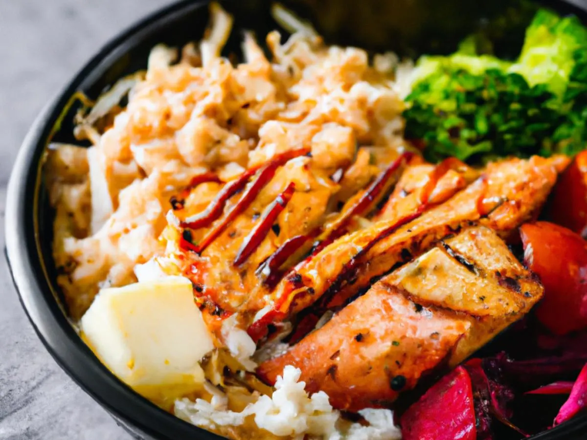 Spicy Grilled Chicken Boneless Thighs Bowl with Garlic Sauce and Hummus Spicy Grilled Chicken Boneless Thighs Bowl with Garlic Sauce and Hummus