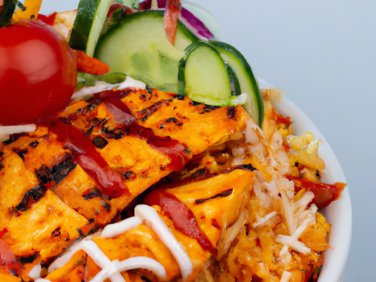 Spicy Chicken Tikka Bowl with Garlic Sauce and Hummus Spicy Chicken Tikka Bowl with Garlic Sauce and Hummus