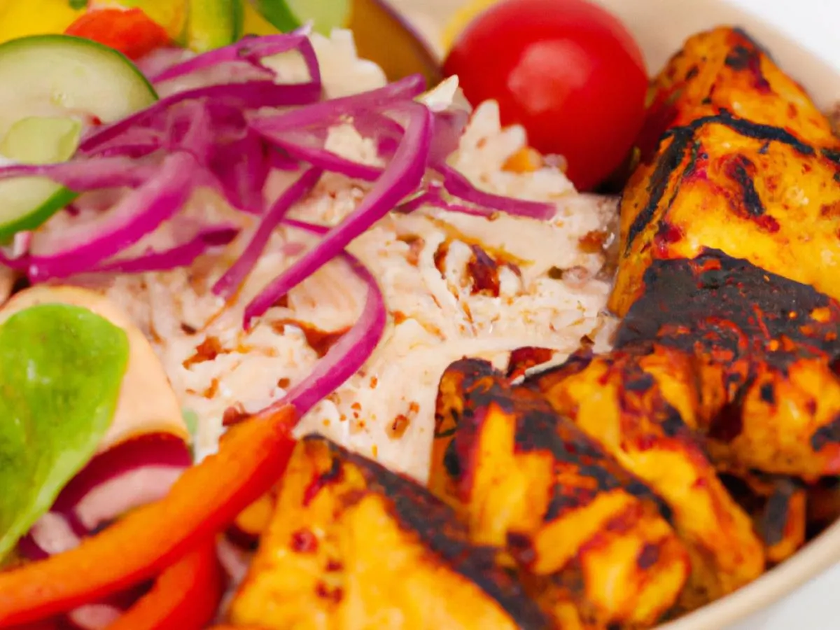 Spicy Chicken Tikka Bowl with with Tzatziki Sauce and Hummus Spicy Chicken Tikka Bowl with with Tzatziki Sauce and Hummus