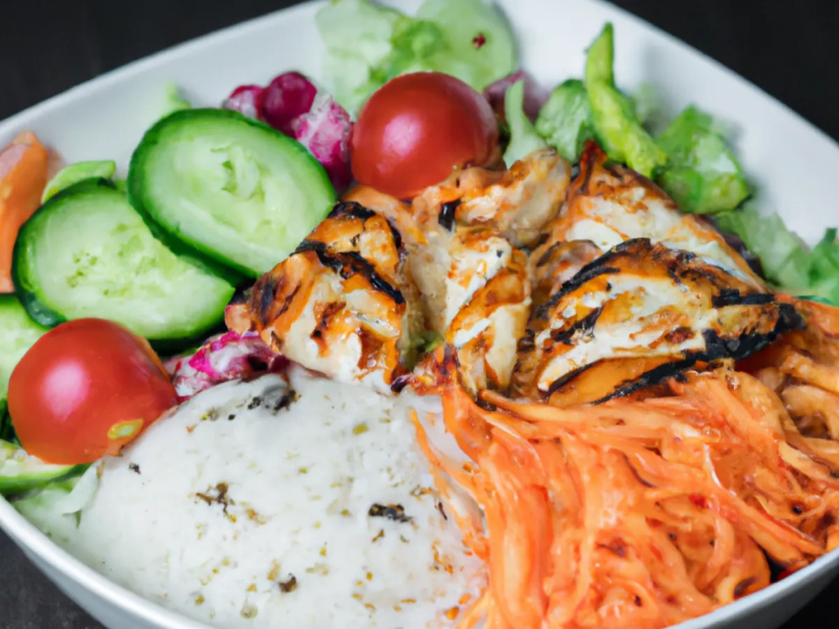 Spicy Chicken Tikka Bowl with with Tzatziki Sauce and Baba Ghanoush Spicy Chicken Tikka Bowl with with Tzatziki Sauce and Baba Ghanoush
