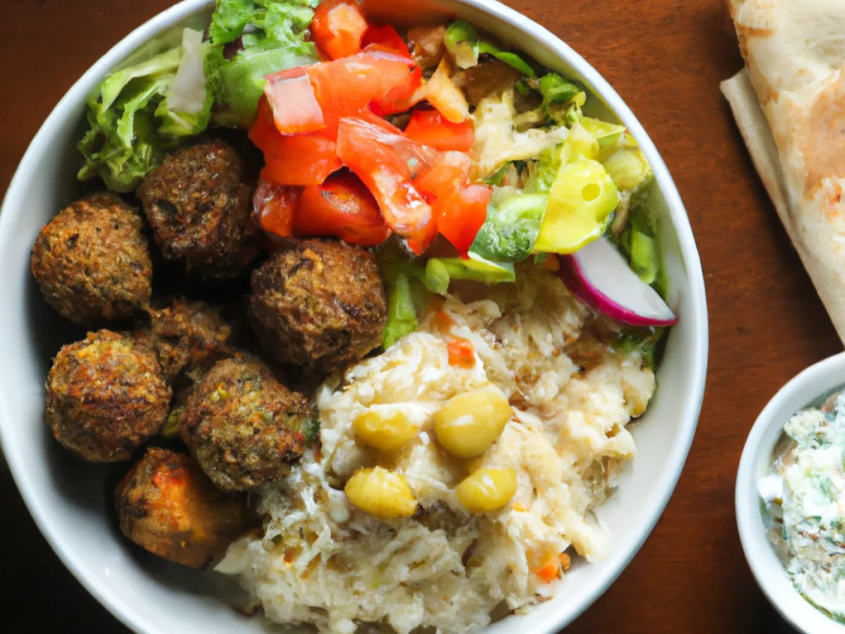 Falafel Bowl with Tzatziki Sauce and Hummus Falafel Bowl with Tzatziki Sauce and Hummus