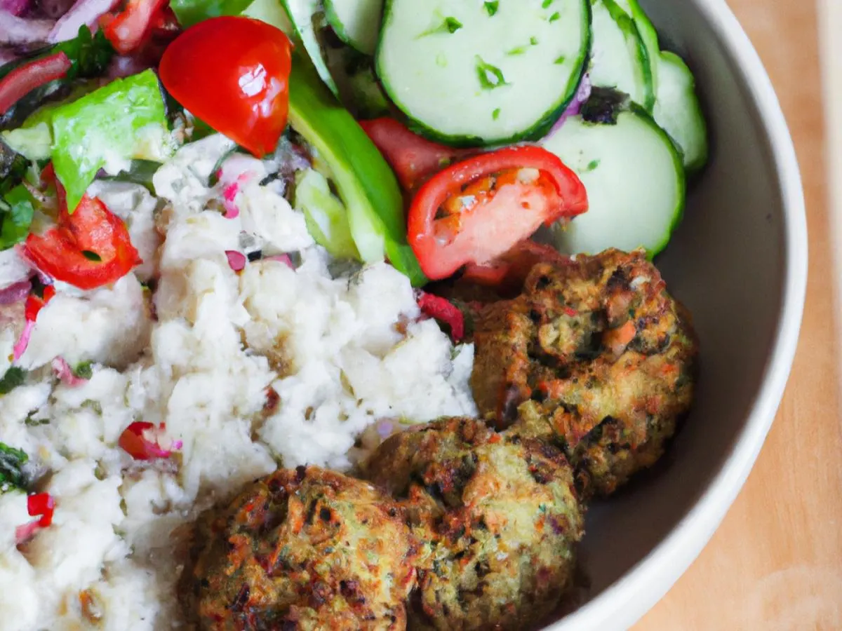 Vegan Falafel Bowl with Hot Sauce and Baba Ghanoush Vegan Falafel Bowl with Hot Sauce and Baba Ghanoush