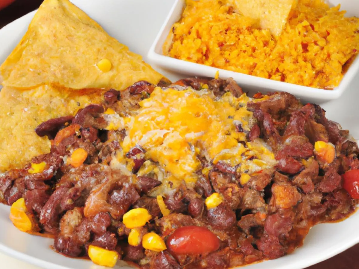 Beef Chili with Mexican Rice and Tortilla Chips Beef Chili with Mexican Rice and Tortilla Chips