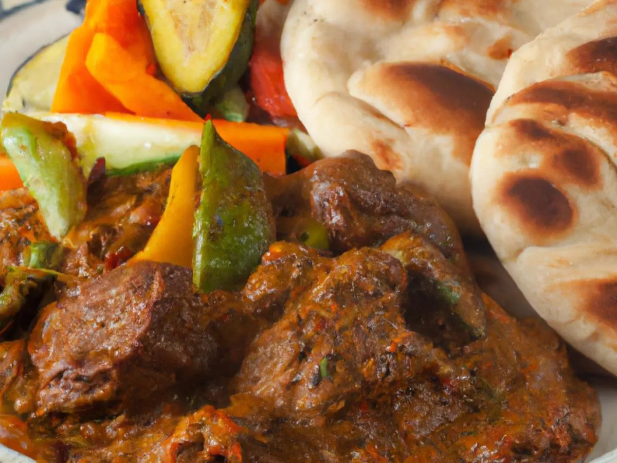 Lamb Tikka Masala with Mixed Vegetable Curry and Naan Lamb Tikka Masala with Mixed Vegetable Curry and Naan
