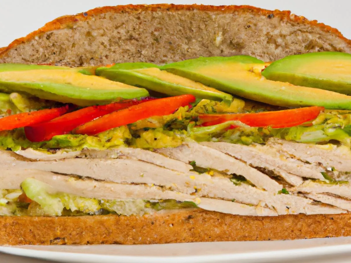 Turkey and Avocado Sub on Whole Grain Wheat Bread and Side Salad Turkey and Avocado Sub on Whole Grain Wheat Bread and Side Salad