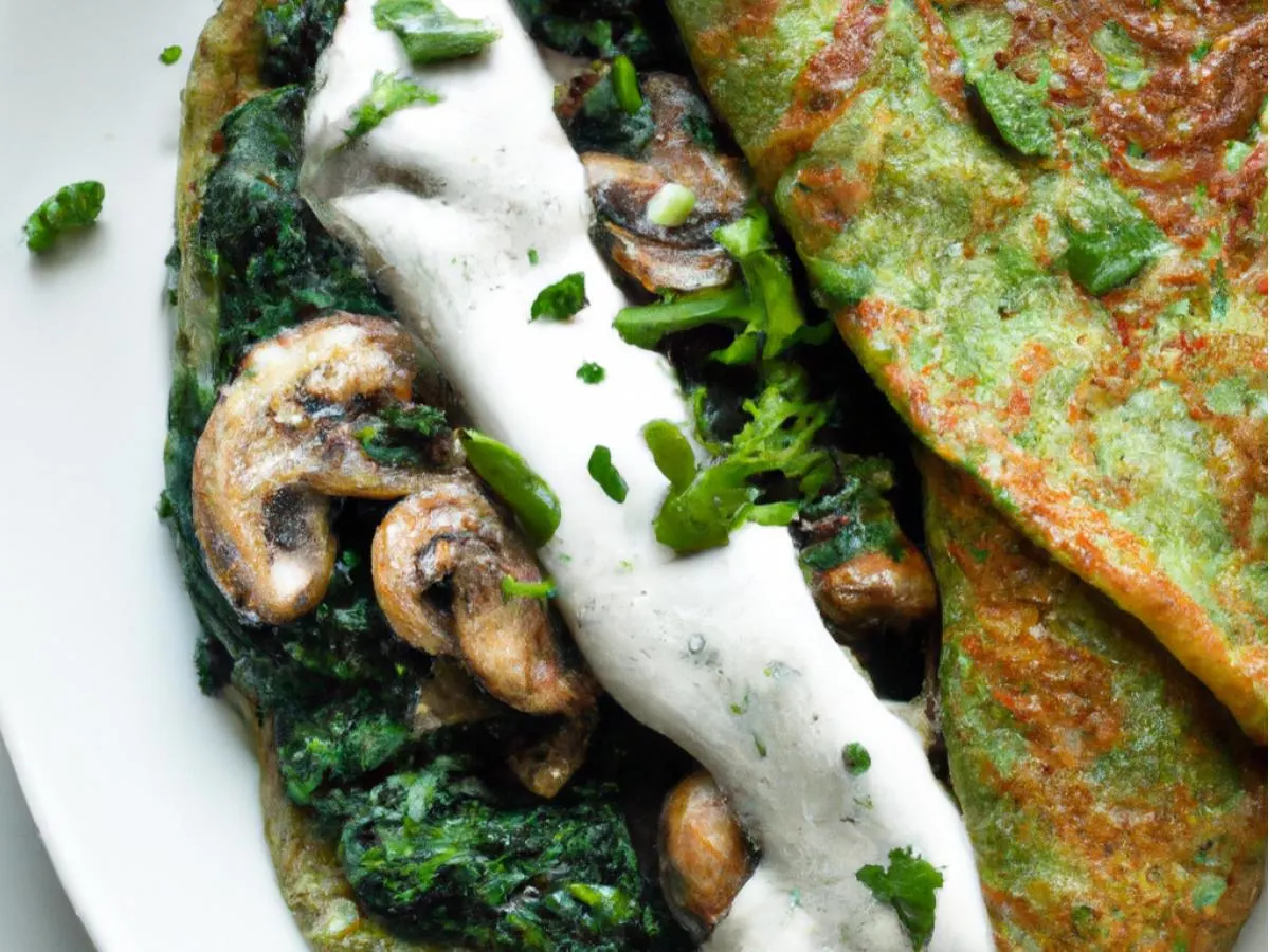 Dairy Free Spinach and Mushroom on Vegan Crepe Dairy Free Spinach and Mushroom on Vegan Crepe