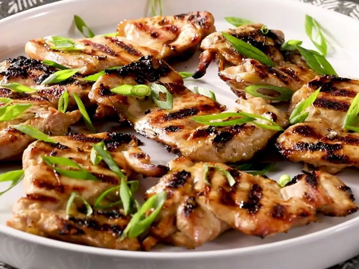 Cold noodles & Greens - grilled lemongrass chicken