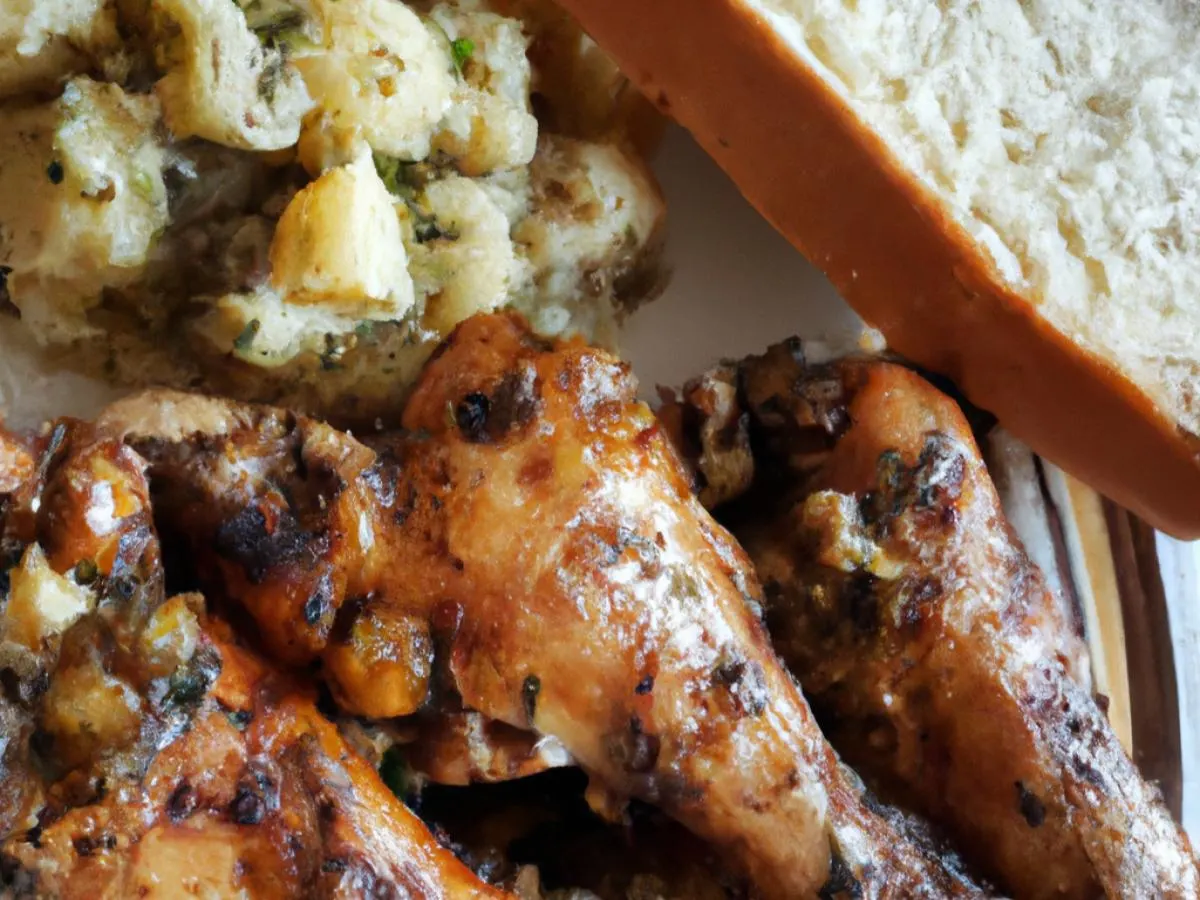 Bone in Chicken With Potato Salad and Garlic Bread