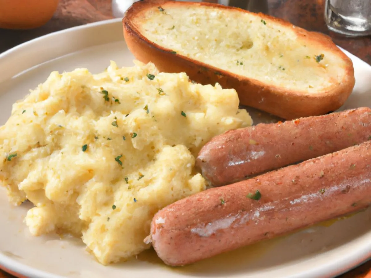Andouille Sausage With Cheesy Mashed Potatoes and Garlic Bread