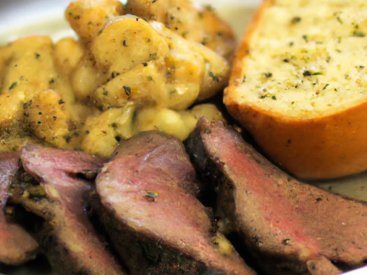 Tri Tip With Potato Salad and Garlic Bread