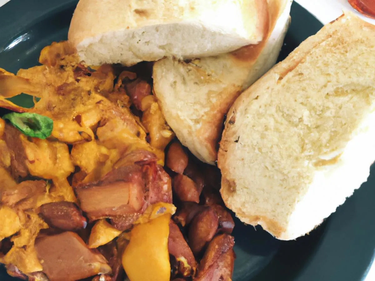 Jack Fruit With Brisket Beans and Garlic Bread