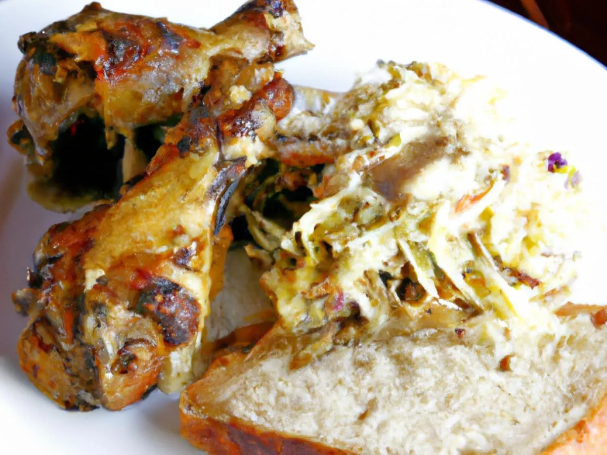 Bone in Chicken With Tangy Slaw and Garlic Bread
