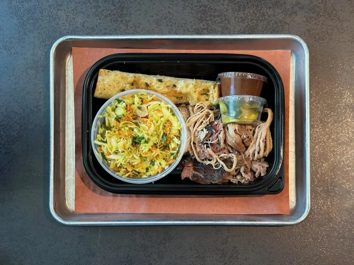 Pulled Pork With Creamy Slaw and Garlic Bread