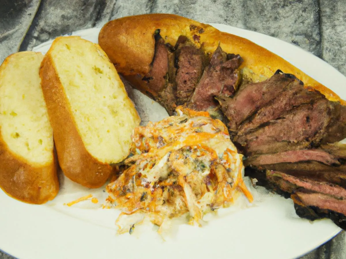 Tri Tip With Tangy Slaw and Garlic Bread