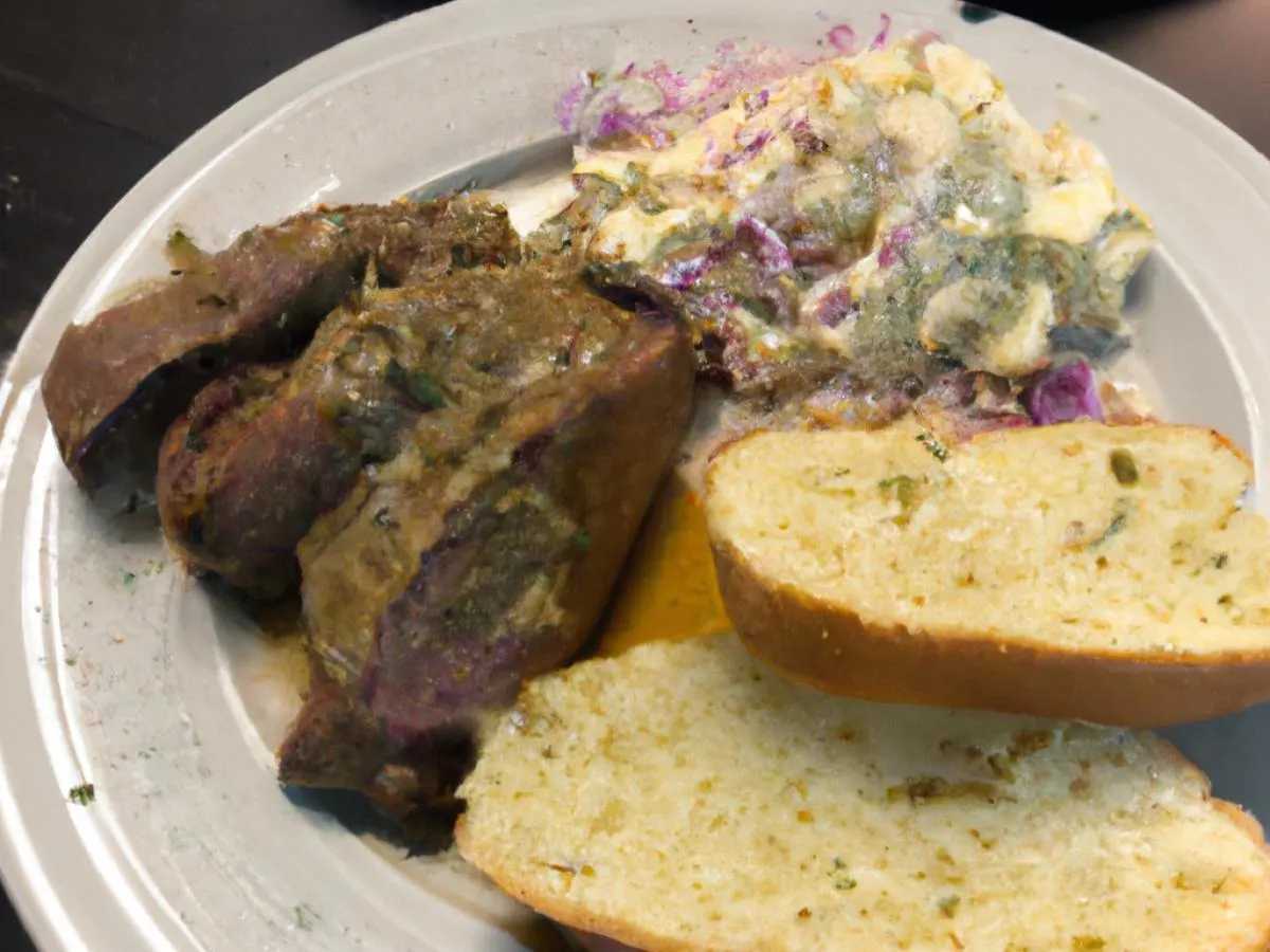 Tri Tip With Creamy Slaw and Garlic Bread