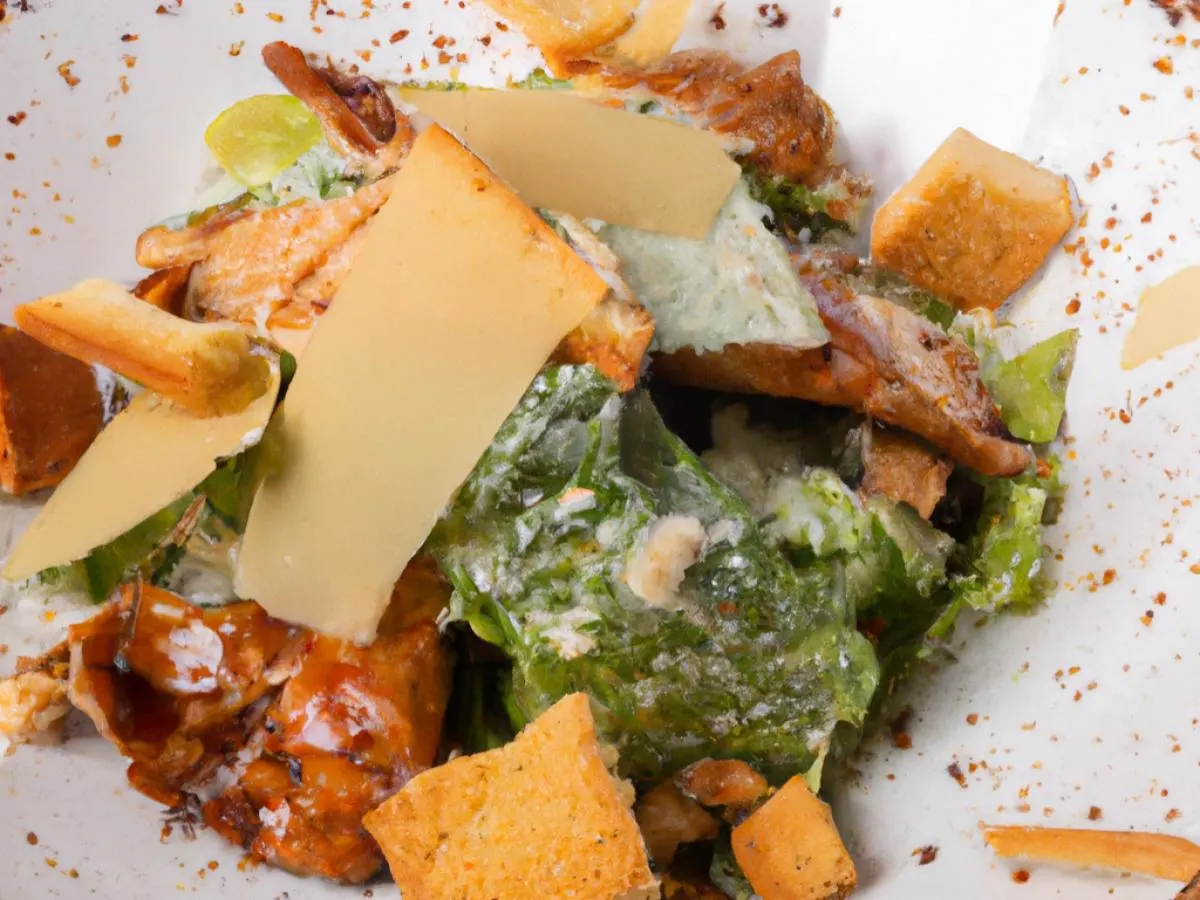 Traditional Caesar Salad With BBQ Jackfruit