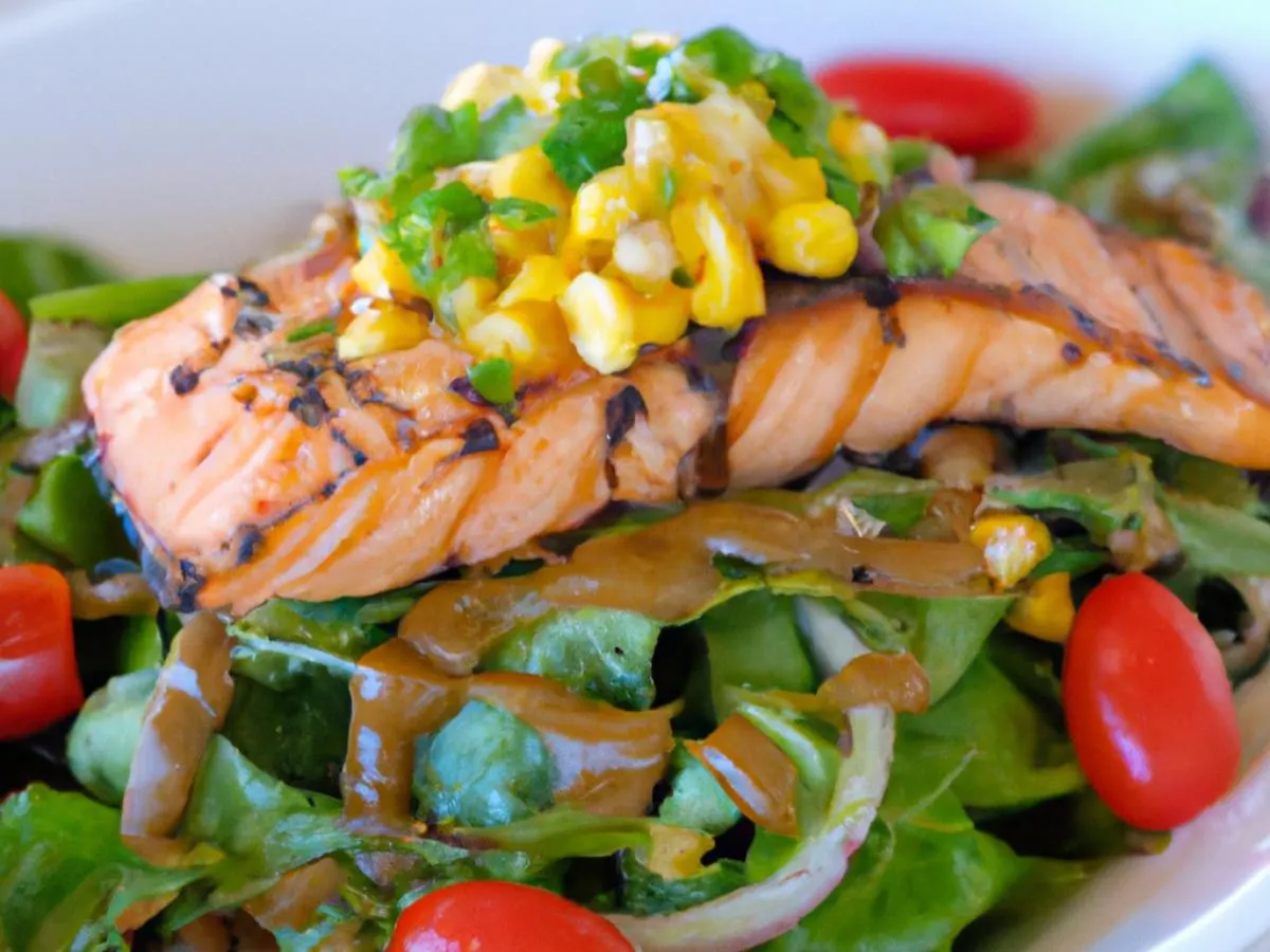 Garden Salad With BBQ Salmon