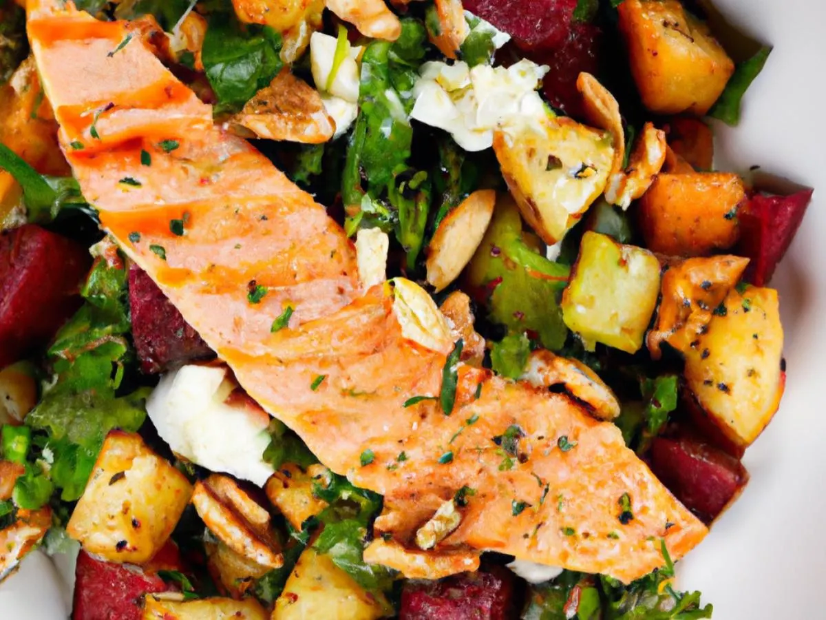 Mama T Salad With BBQ Salmon