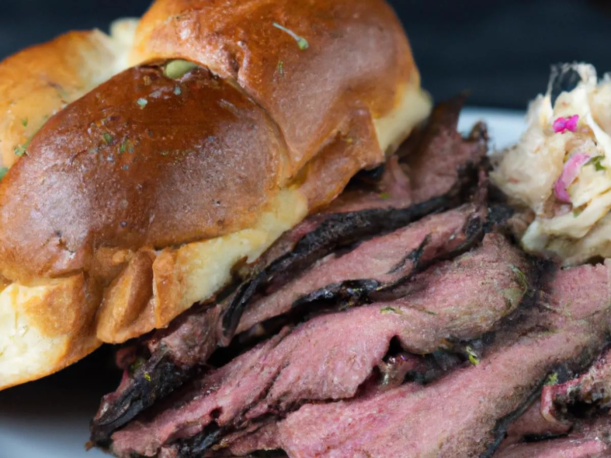 Brisket With Tangy Slaw and Garlic Bread