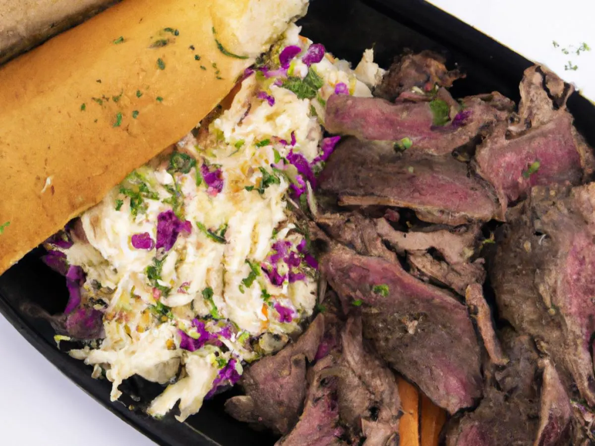 Brisket With Creamy Slaw and Garlic Bread