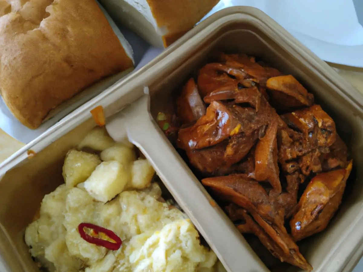 Jackfruit Medley With Potato Salad and Garlic Bread
