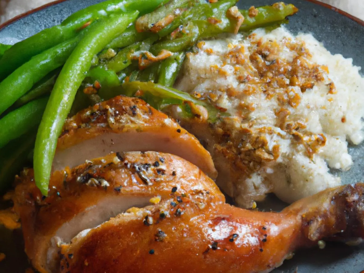 Grilled Yuzu Chicken with Vegetable Basmati Rice and Sauteed Garlic Green Beans Grilled Yuzu Chicken with Vegetable Basmati Rice and Sauteed Garlic Green Beans