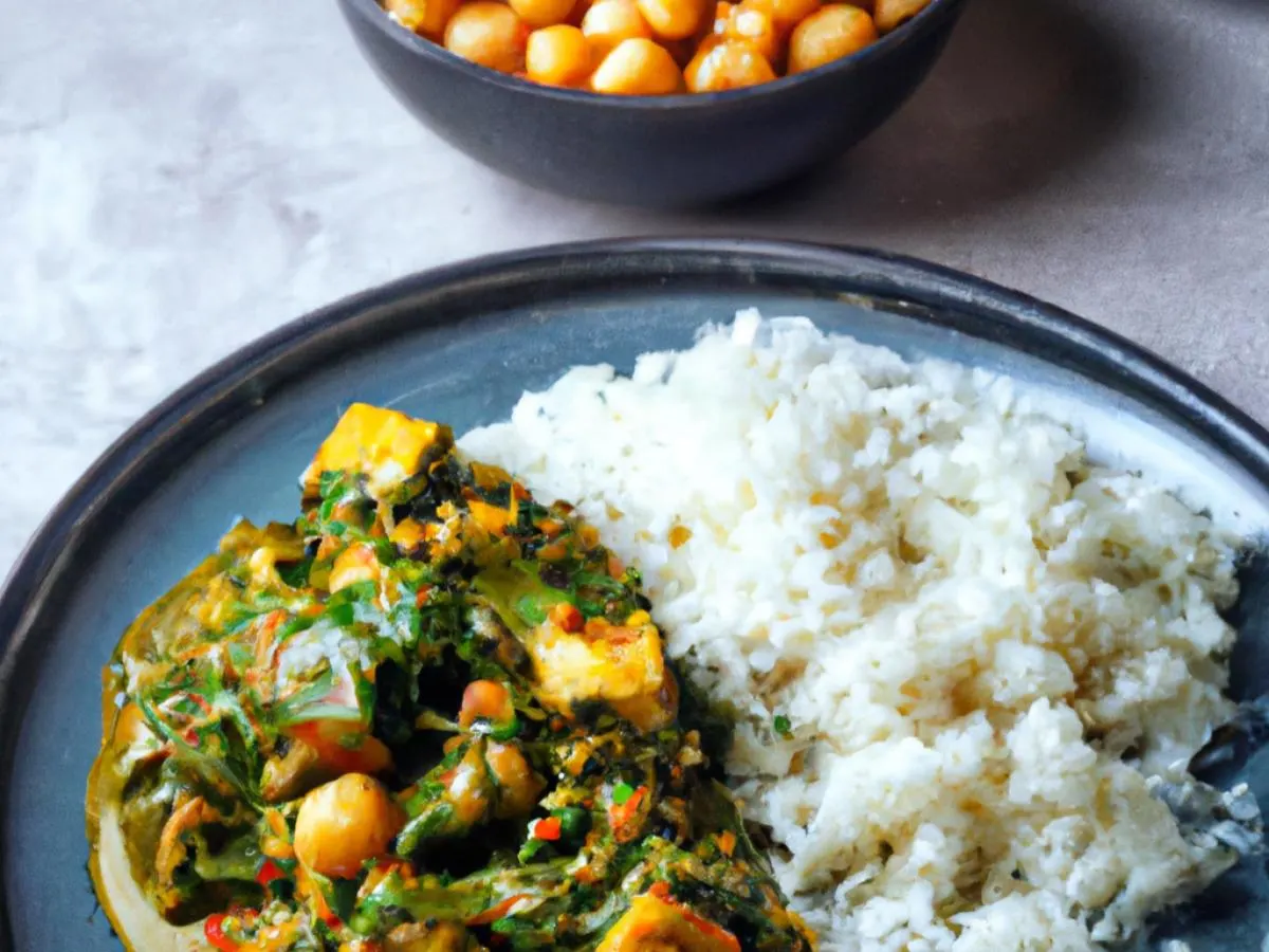 Palak Paneer With Channa Masala and Rice