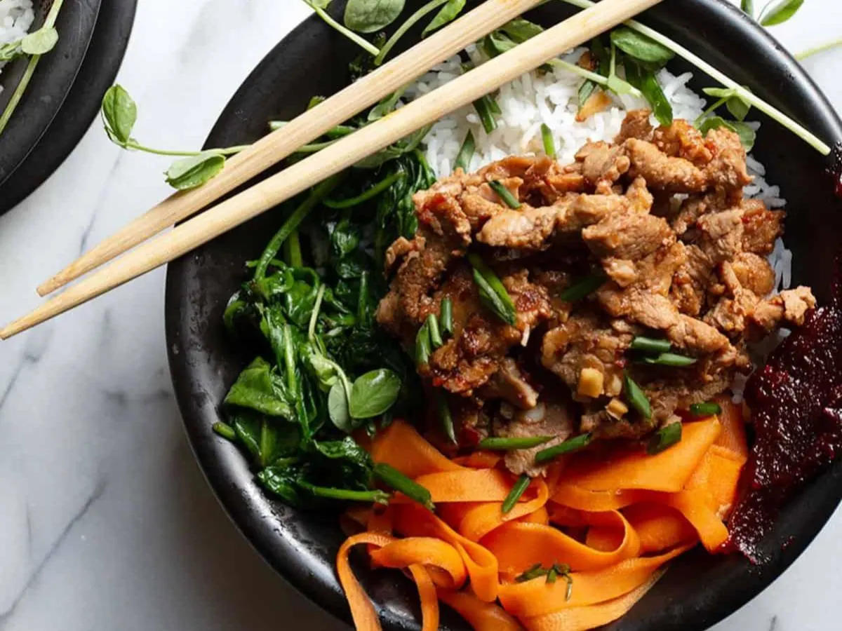 Spicy Pork Bowl with Grilled Veggies