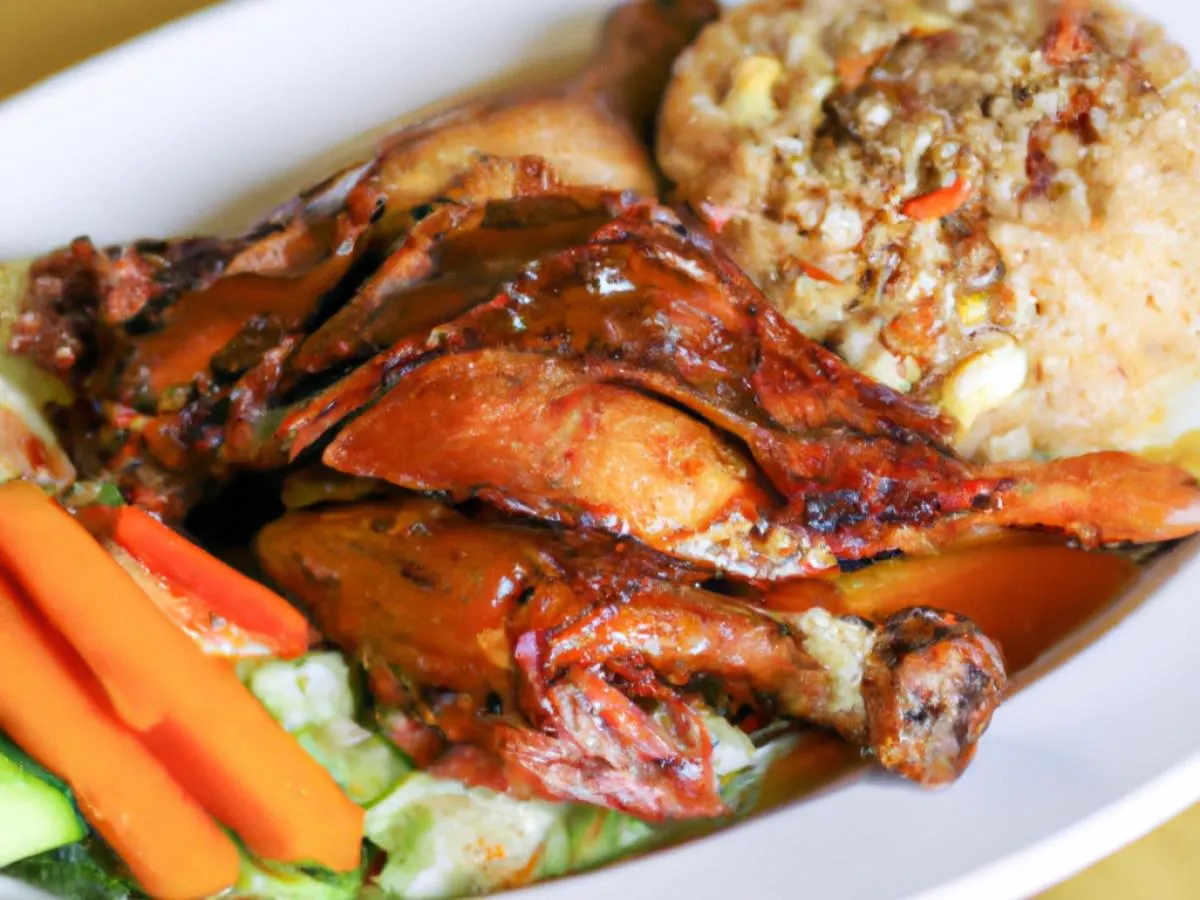 Chicken Inasal with Adobo Fried Rice and Sauteed Vegetables Chicken Inasal with Adobo Fried Rice and Sauteed Vegetables