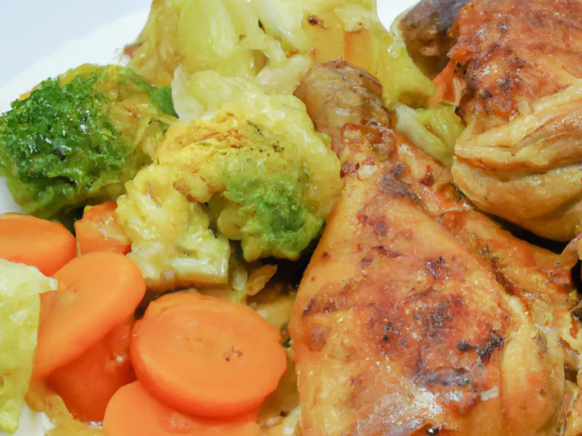 Chicken Lechon with Vegan Pancit Sotanghon and Sauteed Vegetables Chicken Lechon with Vegan Pancit Sotanghon and Sauteed Vegetables