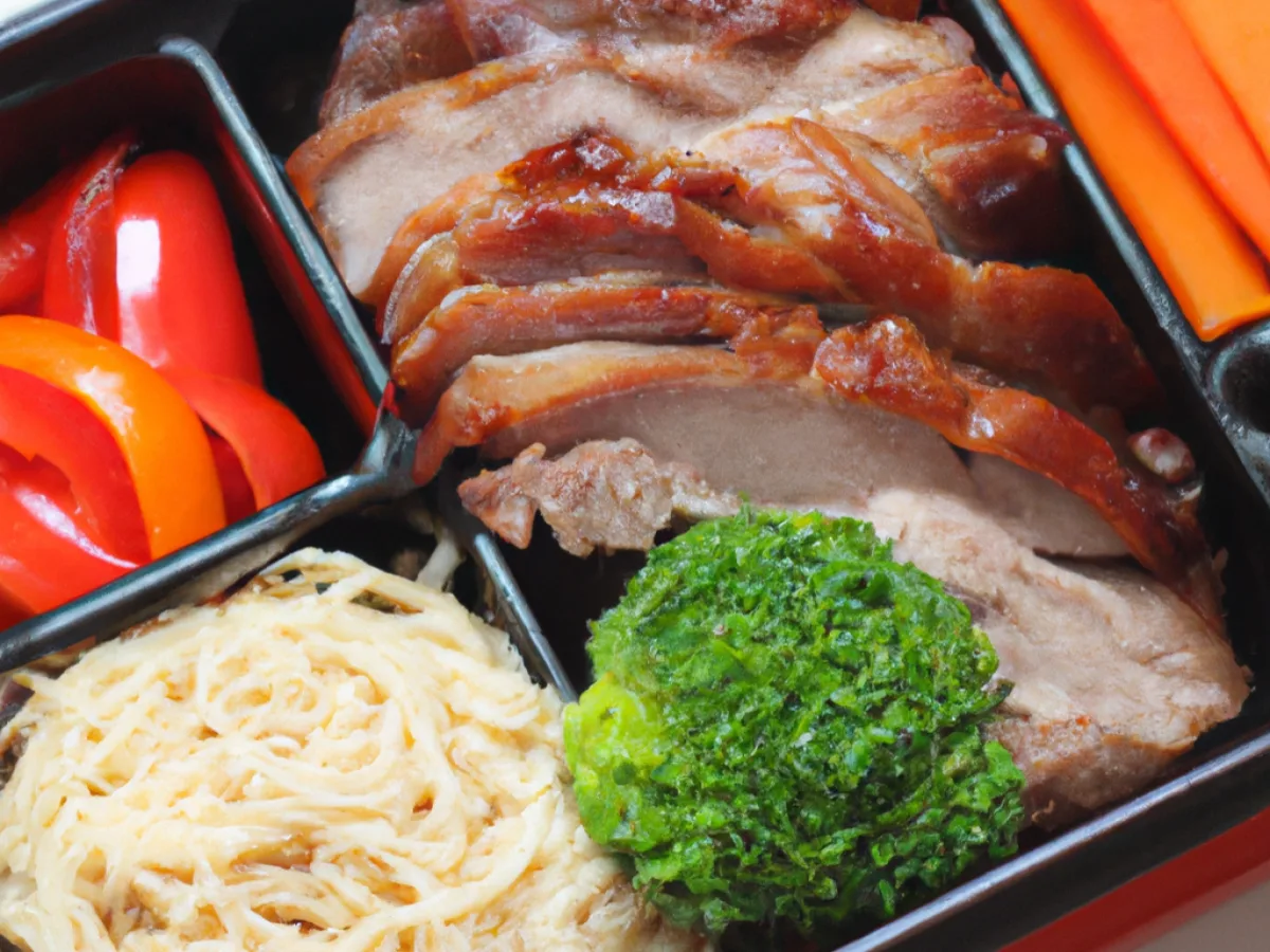Pork Lechon with Vegan Pancit Sotanghon and Sauteed Vegetables Pork Lechon with Vegan Pancit Sotanghon and Sauteed Vegetables