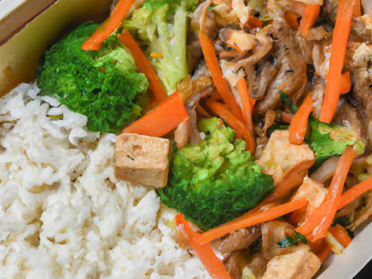 Tofu Mushroom Sisig with Jasmine Rice and Sauteed Vegetables Tofu Mushroom Sisig with Jasmine Rice and Sauteed Vegetables