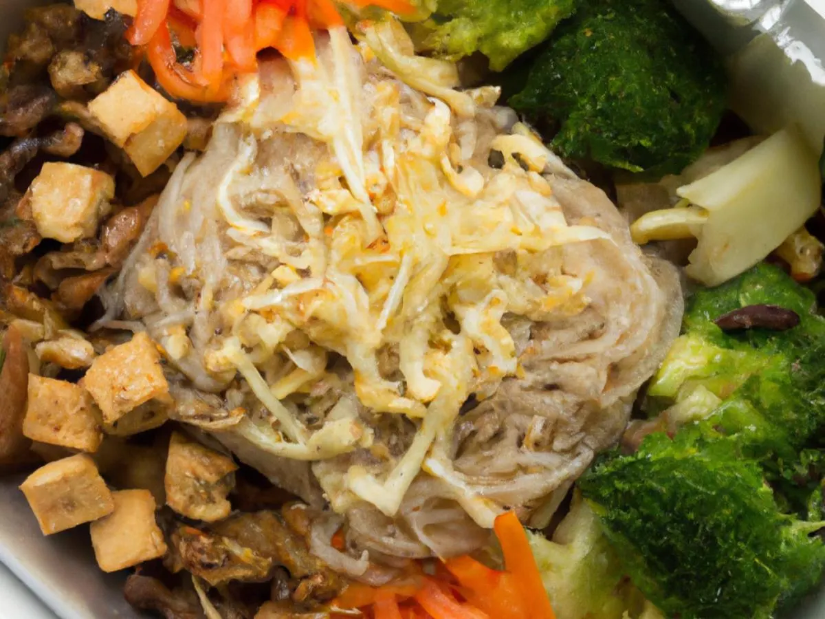 Tofu Mushroom Sisig with Vegan Pancit Sotanghon and Sauteed Vegetables Tofu Mushroom Sisig with Vegan Pancit Sotanghon and Sauteed Vegetables