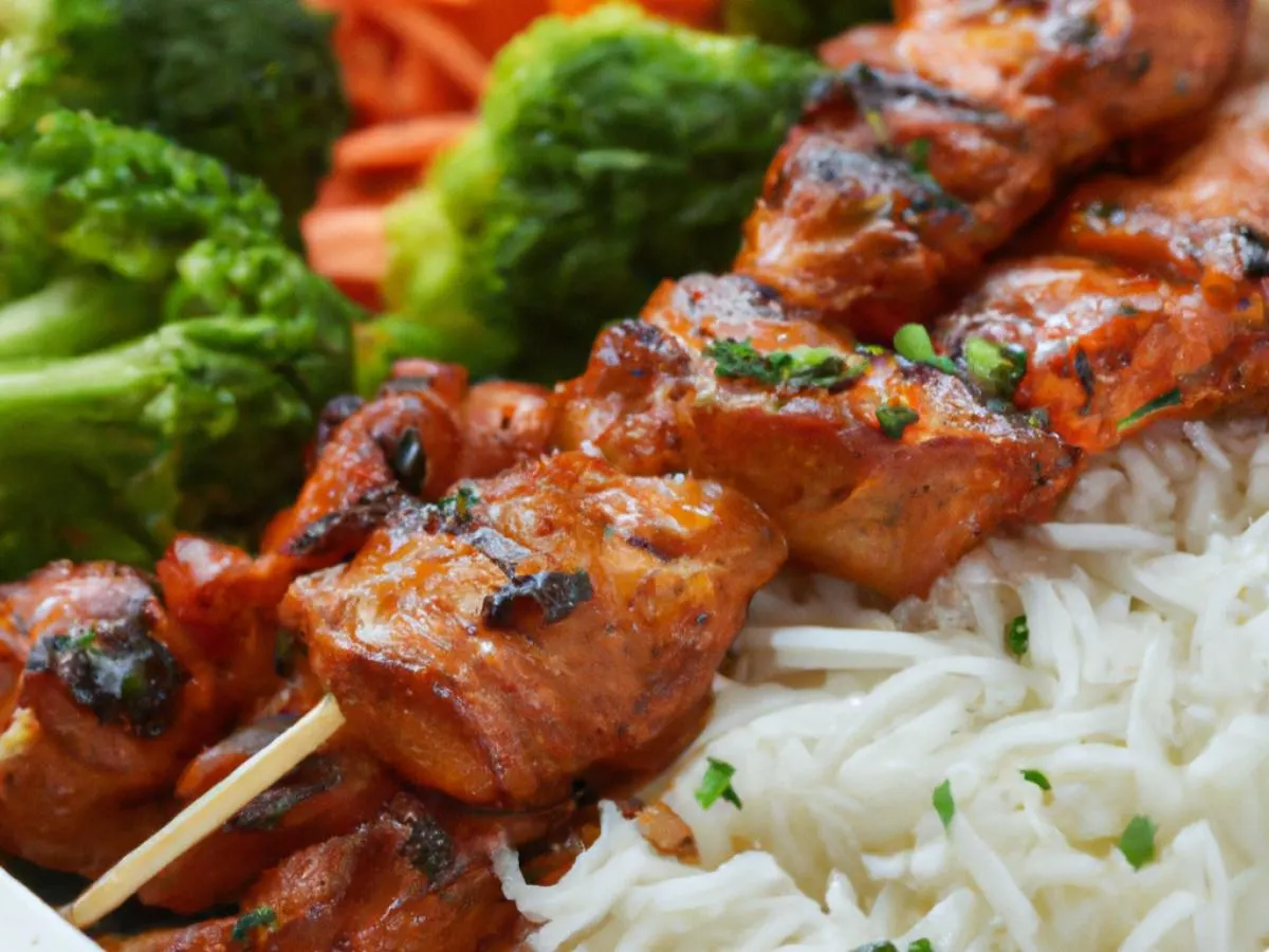 Chicken Filipino BBQ with Jasmine Rice and Sauteed Vegetables Chicken Filipino BBQ with Jasmine Rice and Sauteed Vegetables