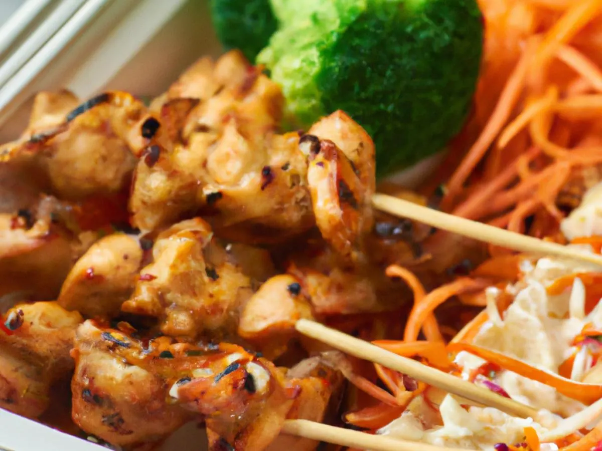 Chicken Filipino BBQ with Vegan Pancit Sotanghon and Sauteed Vegetables Chicken Filipino BBQ with Vegan Pancit Sotanghon and Sauteed Vegetables