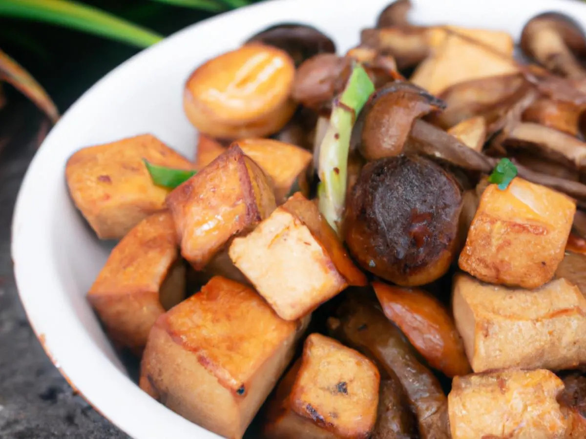 Grilled Tofu & Mushroom in BBQ Glaze Grilled Tofu & Mushroom in BBQ Glaze