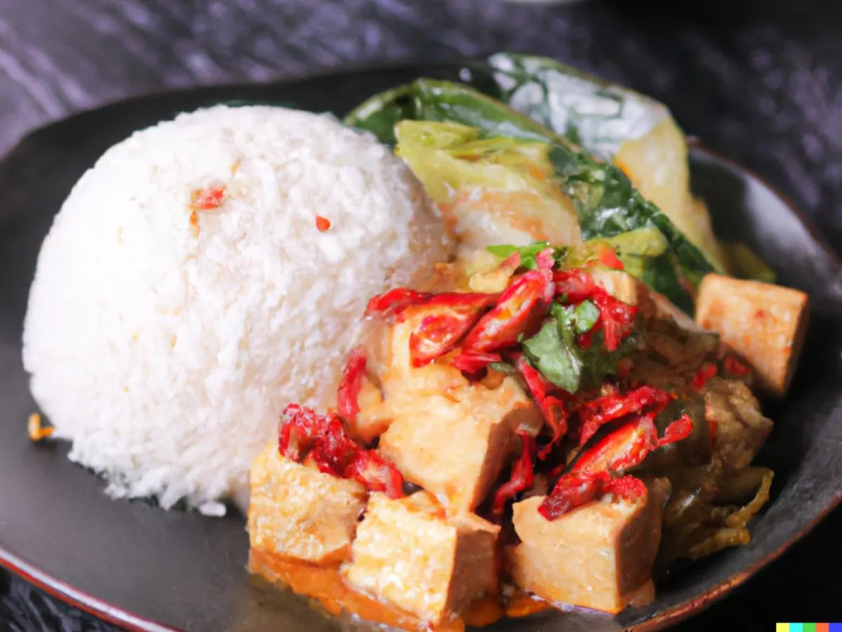 Crispy Tofu & Cabbage With Dry Chili served with White Rice Crispy Tofu & Cabbage With Dry Chili served with White Rice