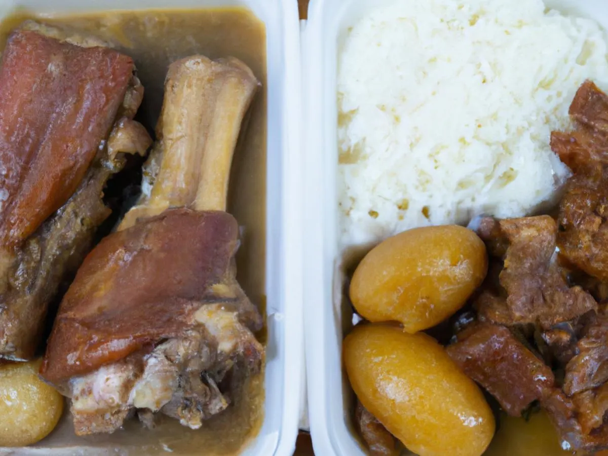 Potato and Pork Rib Stew, Marinated Pig Feet with White Rice Potato and Pork Rib Stew, Marinated Pig Feet with White Rice
