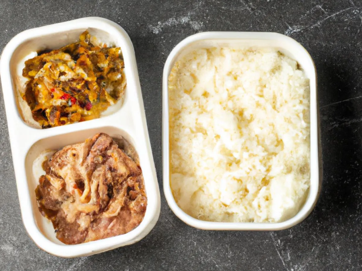 Minced Chicken With Pickled Vegetables, Beef With Scallions & Cabbage with White Rice Minced Chicken With Pickled Vegetables, Beef With Scallions & Cabbage with White Rice
