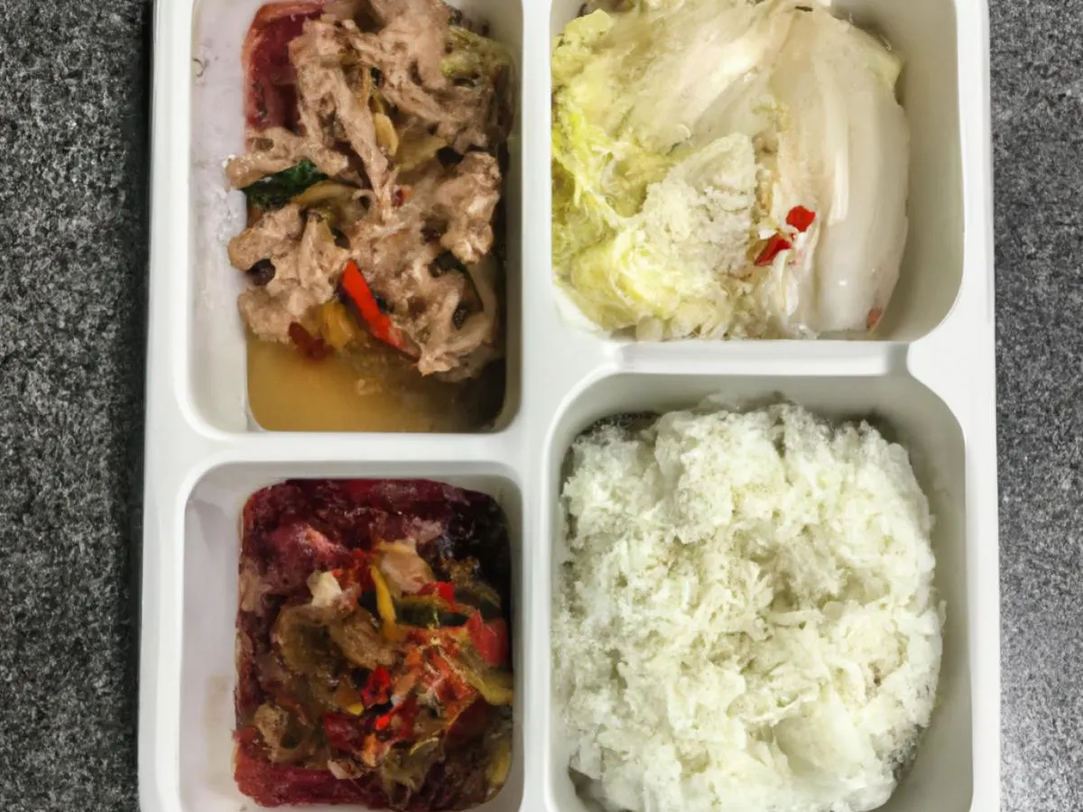 Minced Chicken With Pickled Vegetables, Pig's Intestine in Brown Sauce with White Rice Minced Chicken With Pickled Vegetables, Pig's Intestine in Brown Sauce with White Rice