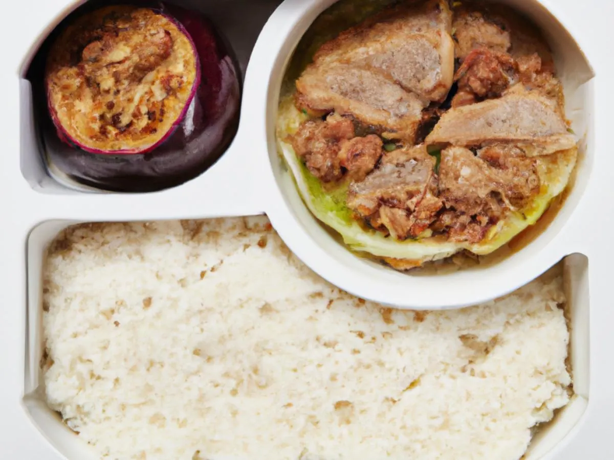 Minced Pork With Eggplant, Marinated Pig Feet with White Rice Minced Pork With Eggplant, Marinated Pig Feet with White Rice