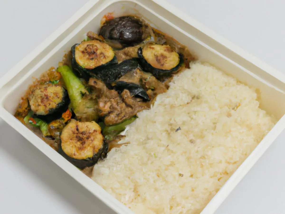 Minced Pork With Eggplant, Celery With Dry Chili with White Rice Minced Pork With Eggplant, Celery With Dry Chili with White Rice