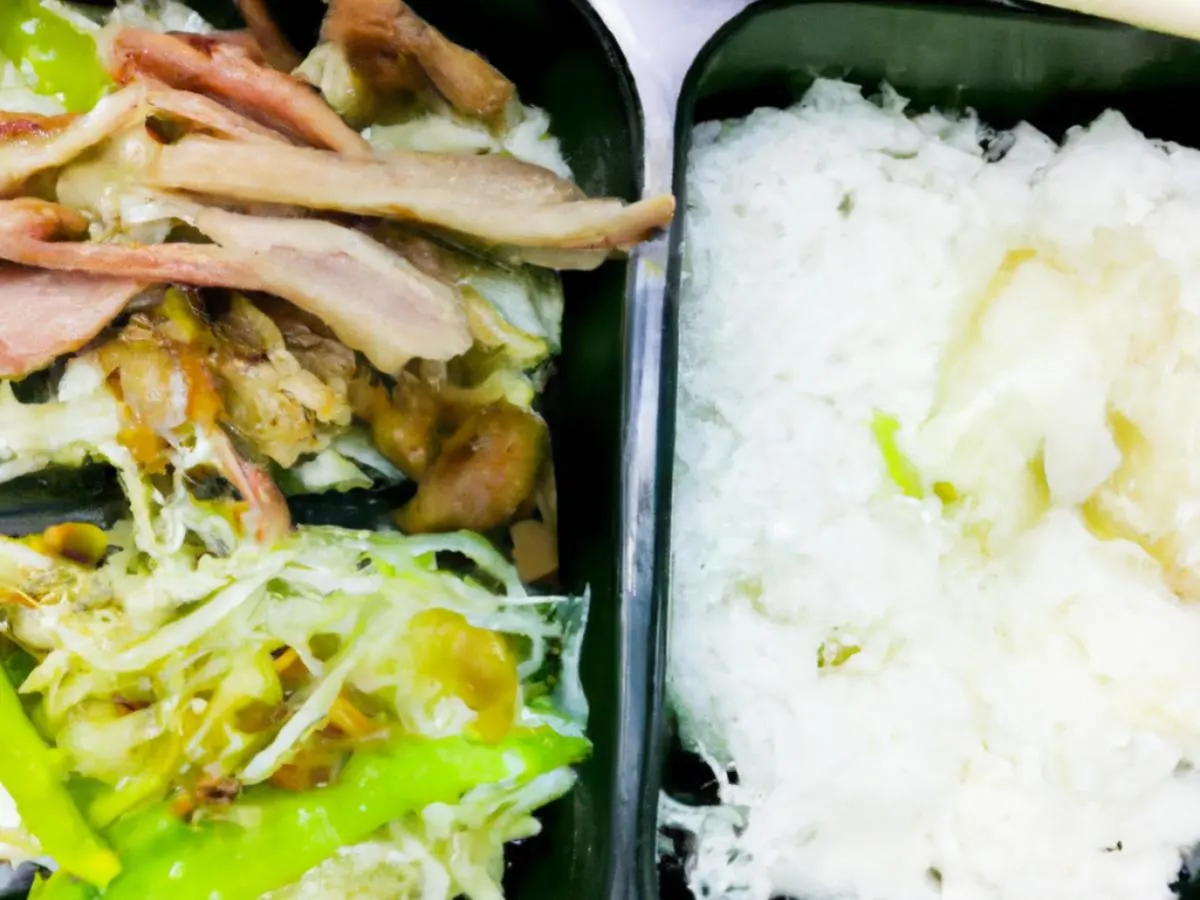 Sliced Thin Pork With Green Pepper, Marinated Pig Feet with White Rice Sliced Thin Pork With Green Pepper, Marinated Pig Feet with White Rice