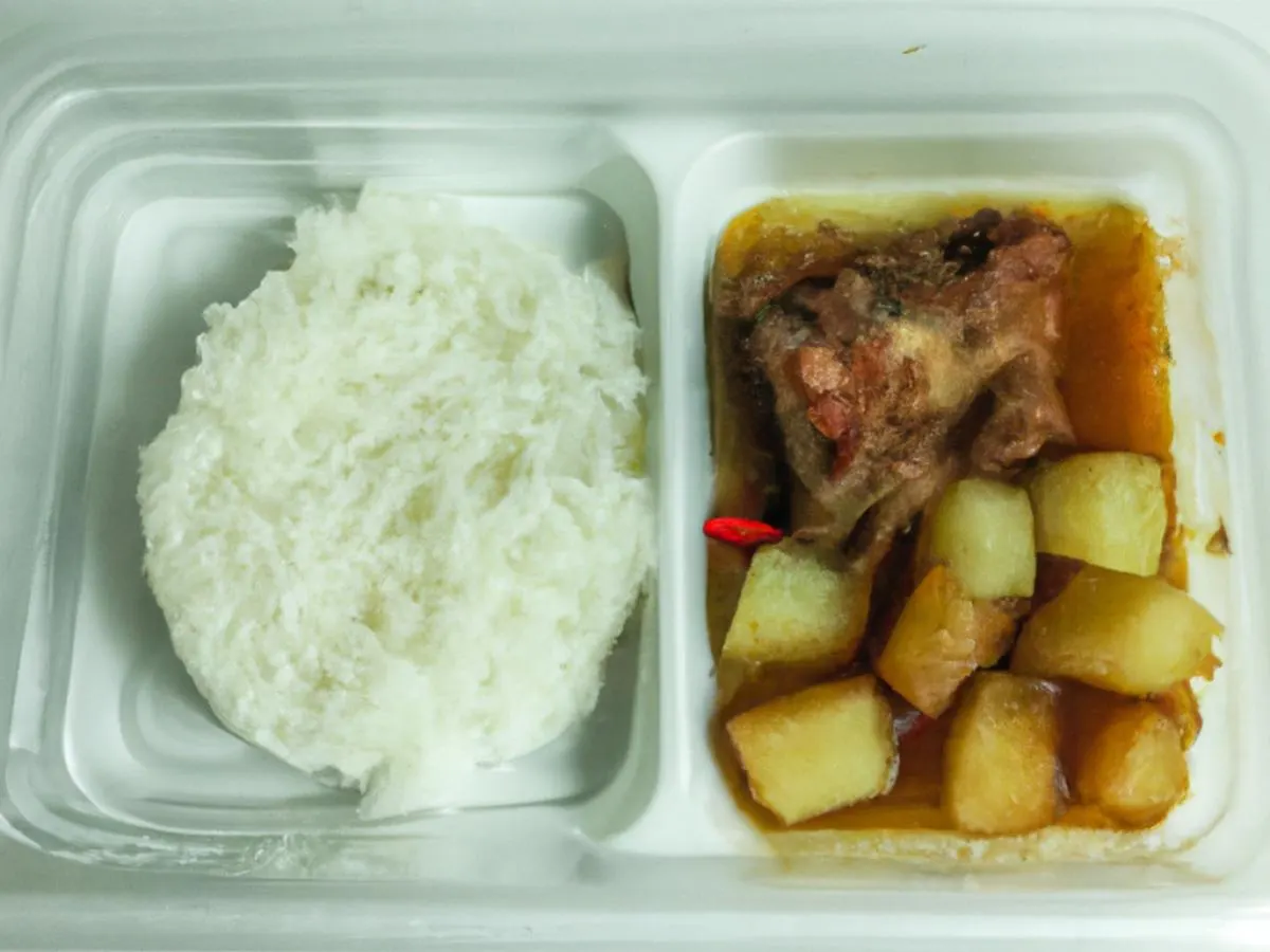 Sliced Thin Pork With Green Pepper, Potato and Pork Rib Stew with White Rice Sliced Thin Pork With Green Pepper, Potato and Pork Rib Stew with White Rice
