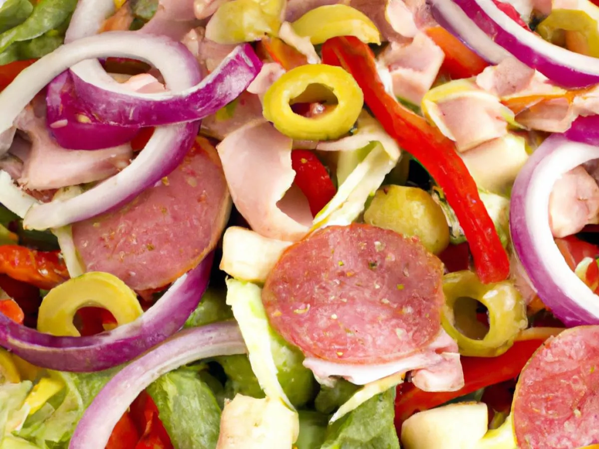 Italian Chopped Salad with Bread and Chocolate Chip Cookie