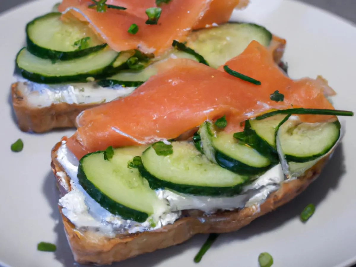 Smoked Salmon, Cucumber, Cream Cheese, and Scallion Toast Smoked Salmon, Cucumber, Cream Cheese, and Scallion Toast