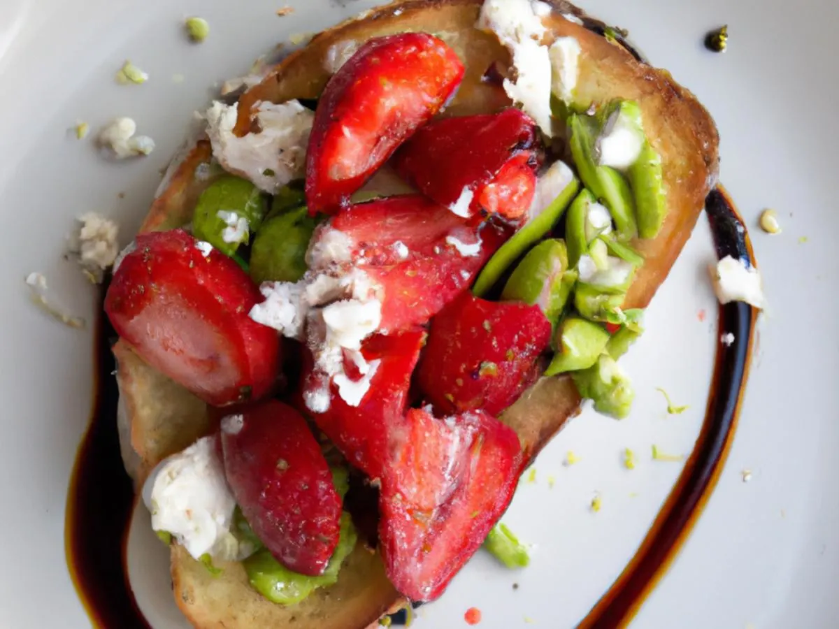 Strawberry, Goat Cheese, Edamame, Balsamic and Salt Toast Strawberry, Goat Cheese, Edamame, Balsamic and Salt Toast