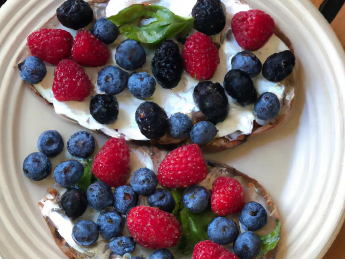 Berries, Basil, and Cream Cheese Toast Berries, Basil, and Cream Cheese Toast